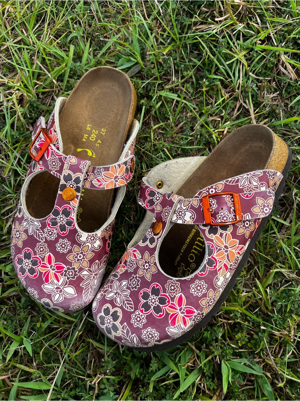 CLEAN Papillio Birkenstock size 6.5 Womens / 37 EU Floral Fussbet Clog